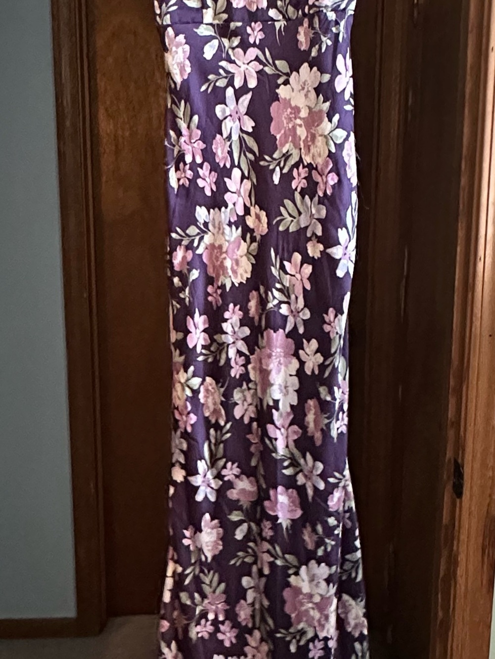 Lulu's Purple Floral Maxi Skirt with Pink and Cream Blooms